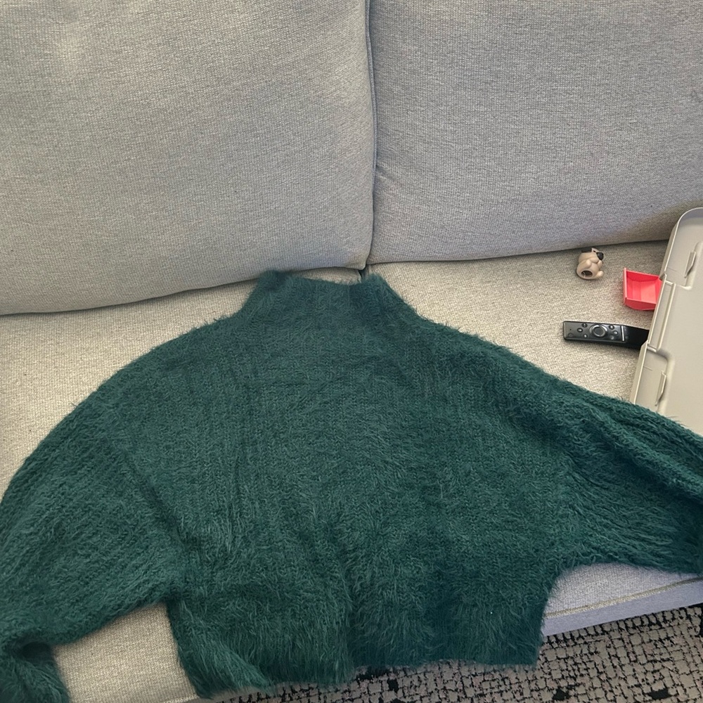 Express Green Crew Neck Sweater with Soft Texture